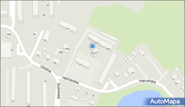 Konin, Okólna, 57A, mapa Konina