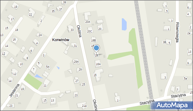 Korwinów, Okólna, 18, mapa Korwinów