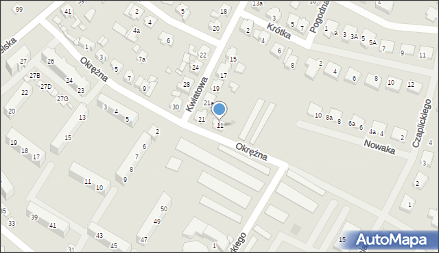 Kościan, Okrężna, 11, mapa Kościan