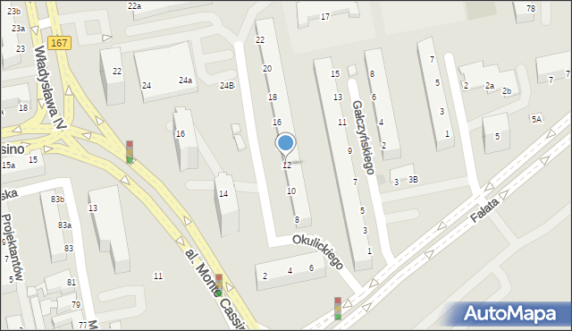 Koszalin, Okulickiego-Niedźwiadka Leopolda, gen., 12, mapa Koszalina