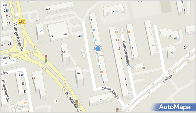 Koszalin, Okulickiego-Niedźwiadka Leopolda, gen., 14, mapa Koszalina