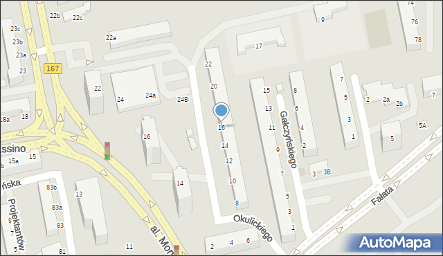 Koszalin, Okulickiego-Niedźwiadka Leopolda, gen., 16, mapa Koszalina