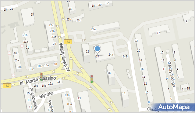 Koszalin, Okulickiego-Niedźwiadka Leopolda, gen., 24, mapa Koszalina