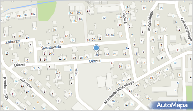 Kraków, Okrzei Stefana, 20a, mapa Krakowa