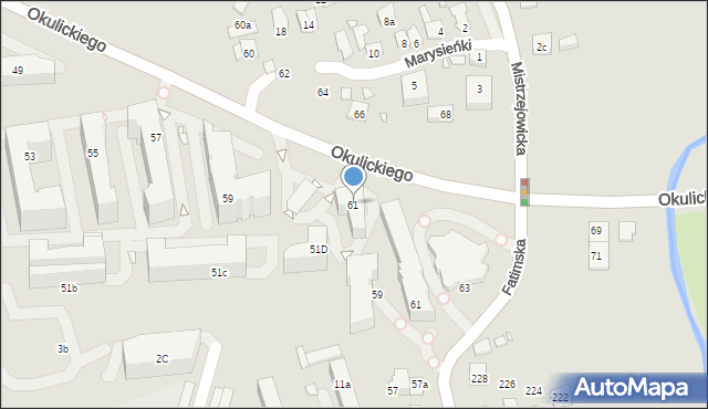 Kraków, Okulickiego Leopolda, gen., 61, mapa Krakowa