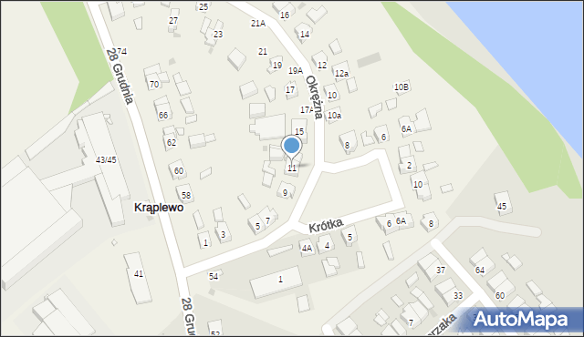 Krąplewo, Okrężna, 11, mapa Krąplewo