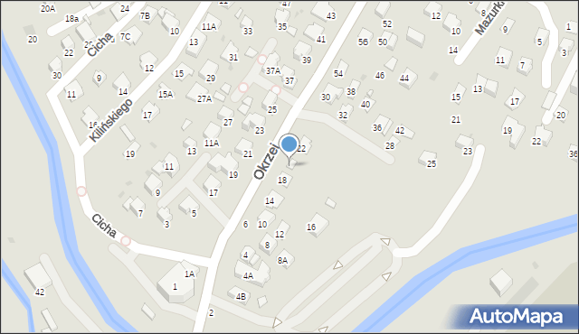 Krosno, Okrzei Stefana, 20, mapa Krosna