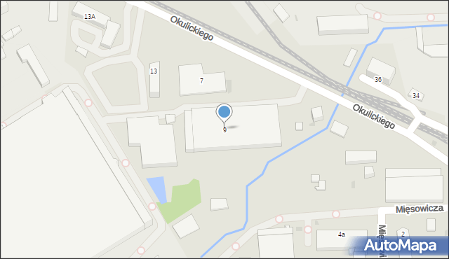 Krosno, Okulickiego-Niedźwiadka Leopolda, gen., 9, mapa Krosna