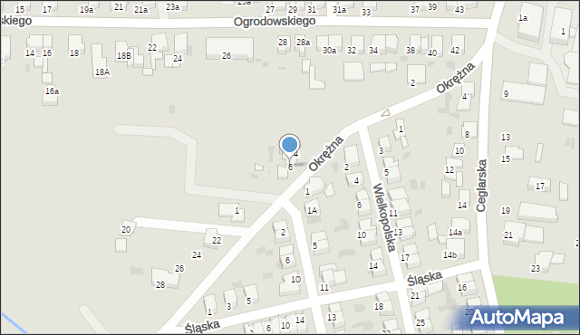 Krotoszyn, Okrężna, 6, mapa Krotoszyna
