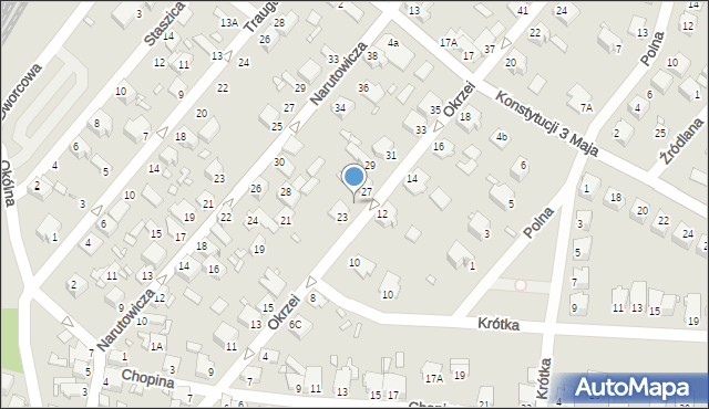 Łazy, Okrzei Stefana, 25, mapa Łazy