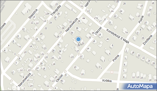 Łazy, Okrzei Stefana, 29, mapa Łazy