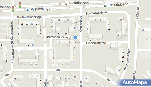 Legnica, Okulickiego-Niedźwiadka Leopolda, gen., 1, mapa Legnicy