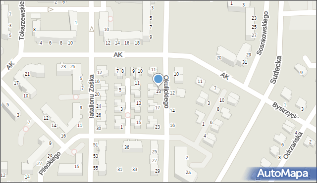 Legnica, Okulickiego-Niedźwiadka Leopolda, gen., 13, mapa Legnicy
