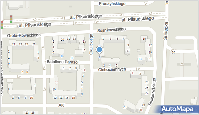 Legnica, Okulickiego-Niedźwiadka Leopolda, gen., 6, mapa Legnicy