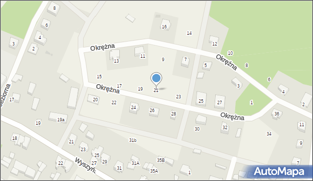 Leśno, Okrężna, 21, mapa Leśno