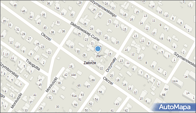 Leszno, Okrzei Stefana, 26a, mapa Leszno