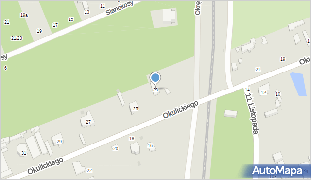 Łódź, Okulickiego-Niedźwiadka Leopolda, gen., 23, mapa Łodzi