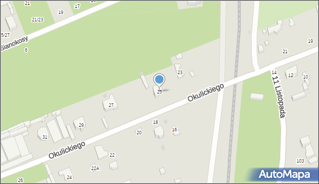 Łódź, Okulickiego-Niedźwiadka Leopolda, gen., 25, mapa Łodzi
