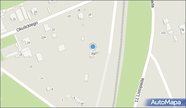 Łódź, Okulickiego-Niedźwiadka Leopolda, gen., 30a, mapa Łodzi