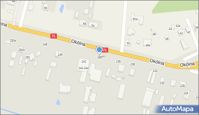 Łódź, Okólna, 240, mapa Łodzi