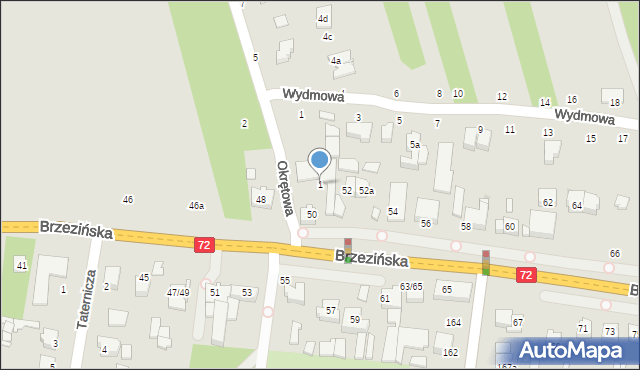 Łódź, Okrętowa, 1, mapa Łodzi