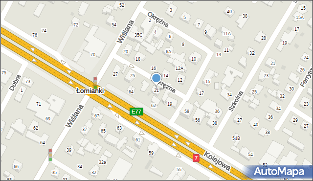 Łomianki, Okrężna, 21, mapa Łomianki