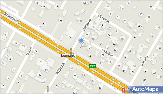 Łomianki, Okrężna, 27, mapa Łomianki