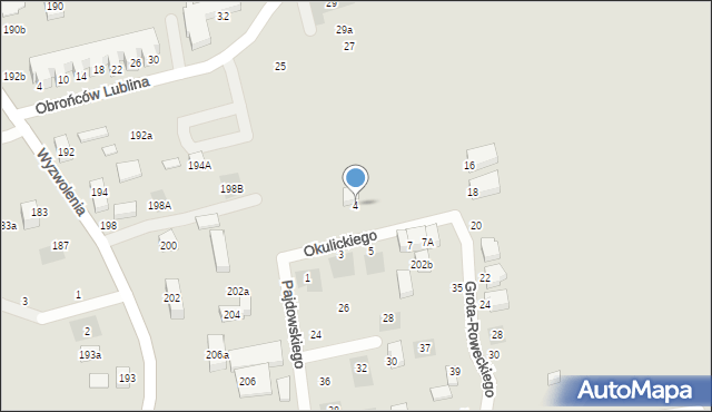 Lublin, Okulickiego-Niedźwiadka Leopolda, gen., 4, mapa Lublina