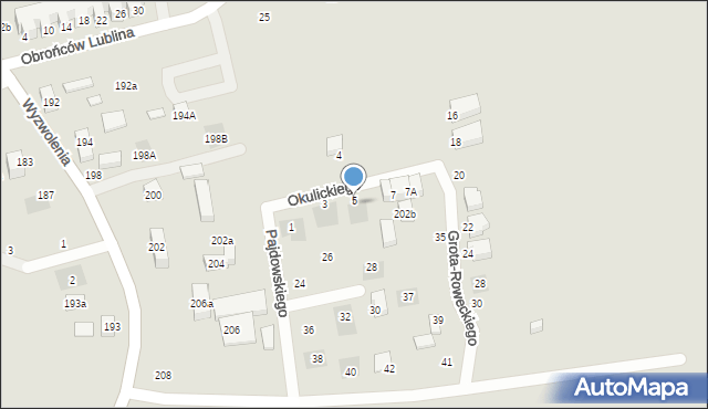 Lublin, Okulickiego-Niedźwiadka Leopolda, gen., 5, mapa Lublina