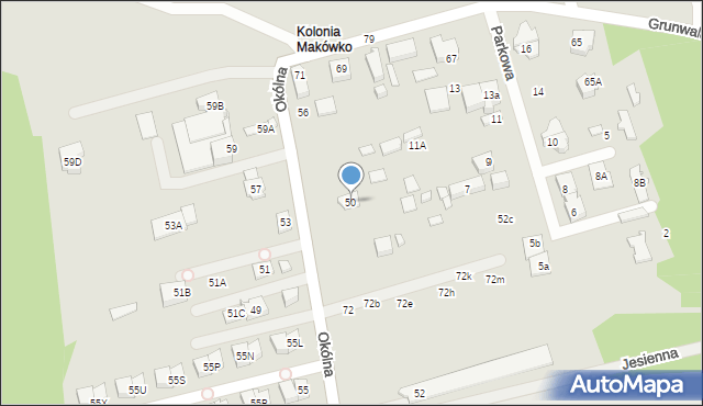 Marki, Okólna, 50, mapa Marki