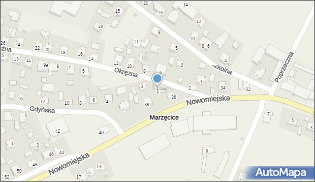 Marzęcice, Okrężna, 1, mapa Marzęcice