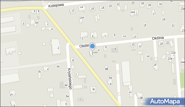 Międzyrzec Podlaski, Okólna, 2, mapa Międzyrzec Podlaski