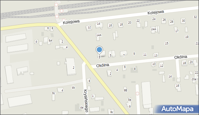 Międzyrzec Podlaski, Okólna, 3, mapa Międzyrzec Podlaski