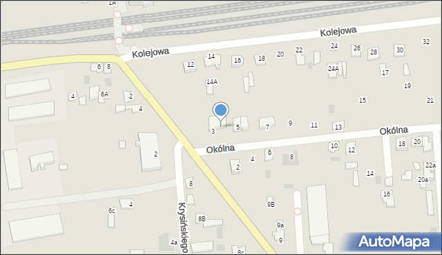 Międzyrzec Podlaski, Okólna, 3A, mapa Międzyrzec Podlaski