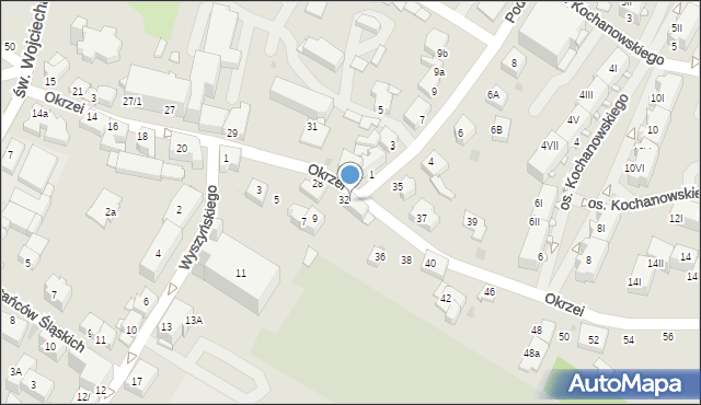 Mikołów, Okrzei Stefana, 34, mapa Mikołów