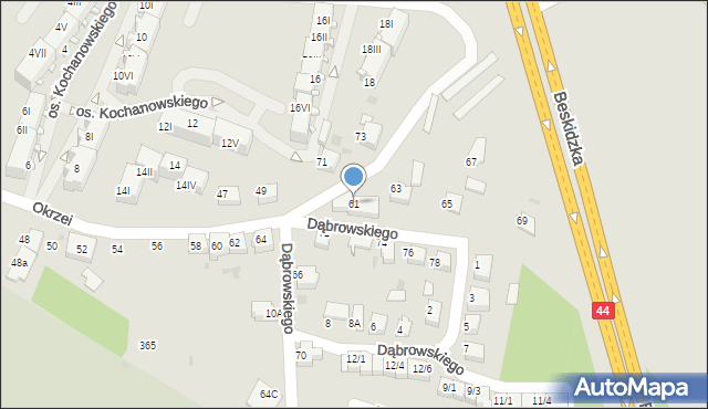 Mikołów, Okrzei Stefana, 61, mapa Mikołów