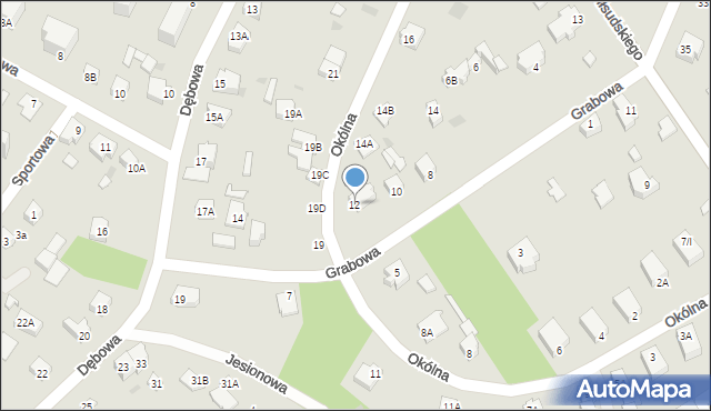 Milanówek, Okólna, 12, mapa Milanówek