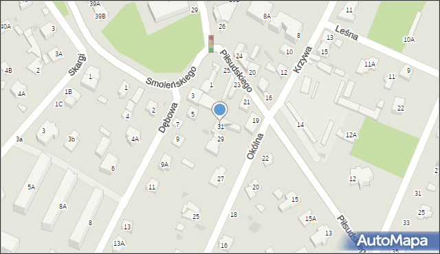 Milanówek, Okólna, 31, mapa Milanówek