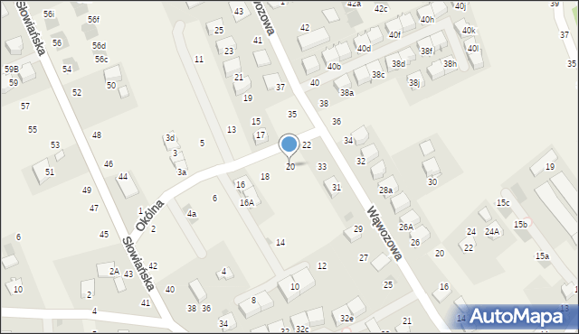 Modlniczka, Okólna, 20, mapa Modlniczka