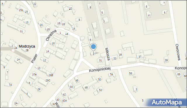 Modrzyca, Okrężna, 2, mapa Modrzyca