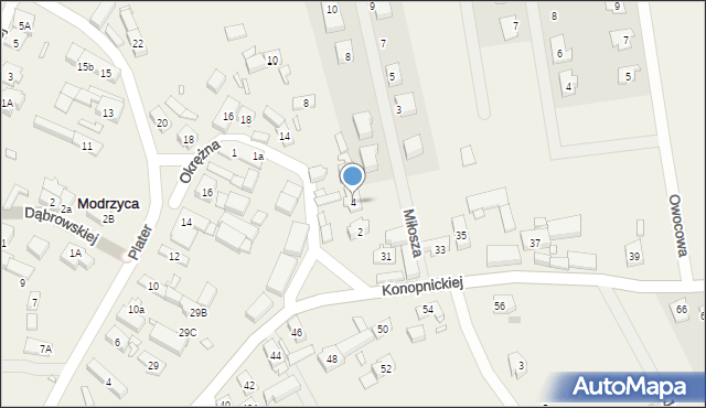 Modrzyca, Okrężna, 4, mapa Modrzyca
