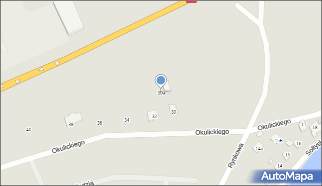 Mrągowo, Okulickiego-Niedźwiadka Leopolda, gen., 30a, mapa Mrągowo