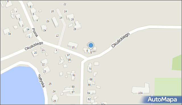 Mrągowo, Okulickiego-Niedźwiadka Leopolda, gen., 6, mapa Mrągowo