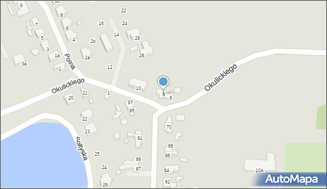 Mrągowo, Okulickiego-Niedźwiadka Leopolda, gen., 8, mapa Mrągowo