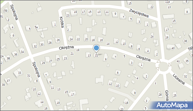 Mrozy, Okrężna, 11, mapa Mrozy