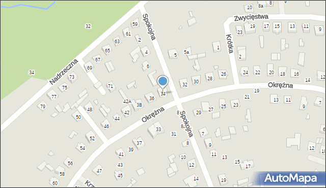 Mrozy, Okrężna, 34, mapa Mrozy