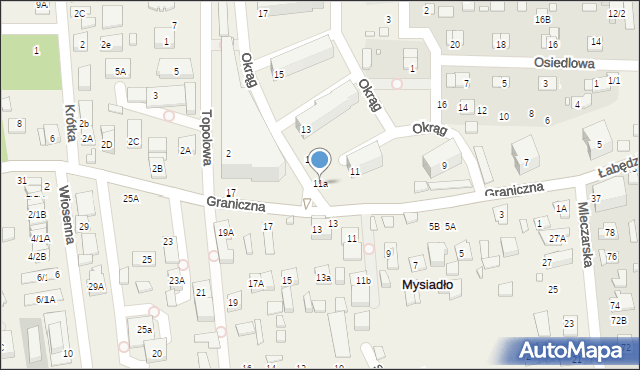 Mysiadło, Okrąg, 11a, mapa Mysiadło
