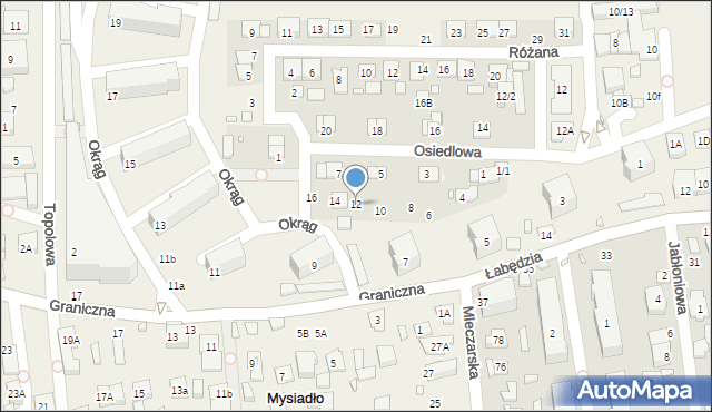 Mysiadło, Okrąg, 12, mapa Mysiadło
