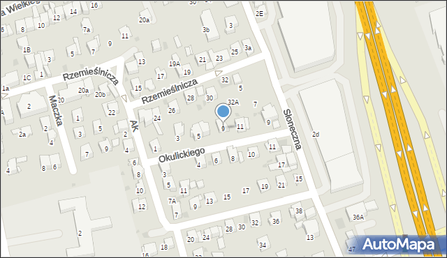 Myślenice, Okulickiego Leopolda, gen., 9, mapa Myślenice