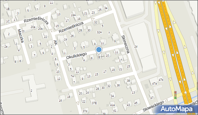 Myślenice, Okulickiego-Niedźwiadka Leopolda, gen., 8, mapa Myślenice
